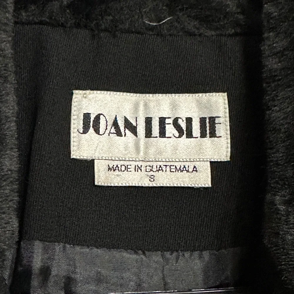 Joan Leslie Vintage Fitted Black Blazer‎ Jacket Faux Fur Collar Business Sz 8